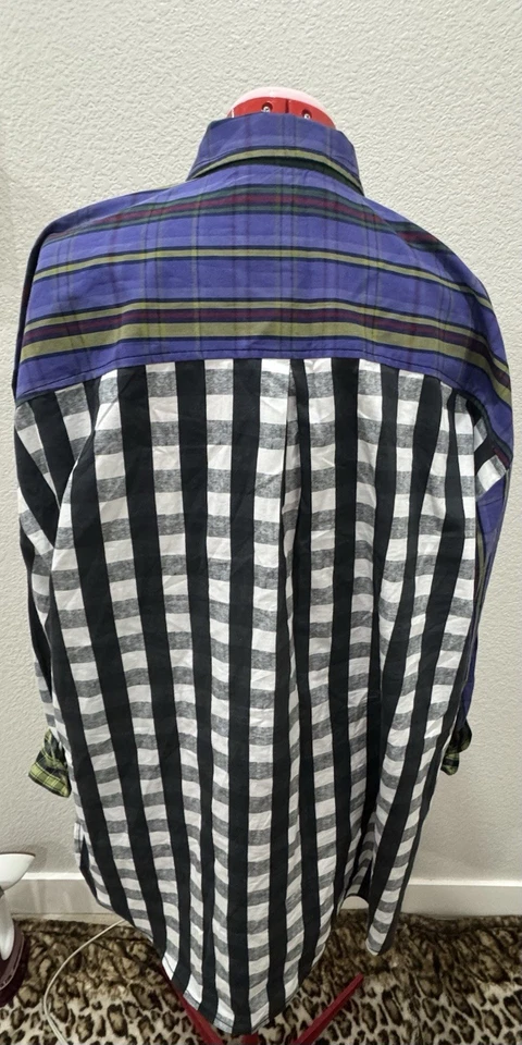 Camisa grande de manga larga con botones y retazos a cuadros Maeve Anthropologie Foto 2 de 4