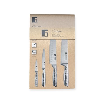 Bergner Origen 4-teiliges Messerset   Rostfreier Stahl mit ergonomischem Griff