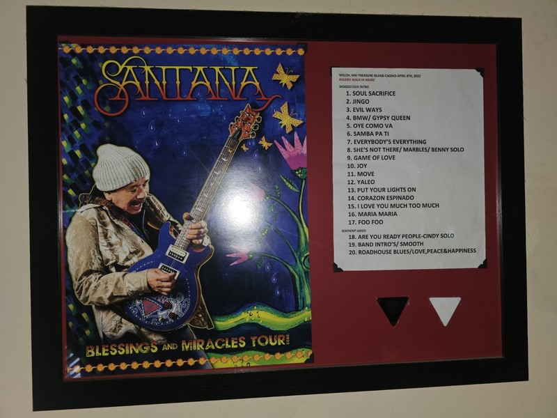 Santana Tour Poster With Stage Used Set-list And Guitar Pic's