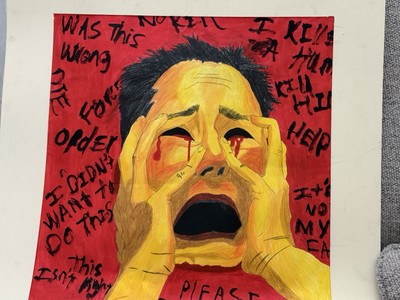 Color Pencil And Acrylic Paint Artwork, ''The Burns Of Guilt''