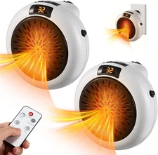 2 Pack Small Space Heater, 500W Portable Electric Small Heater with Adjustable T