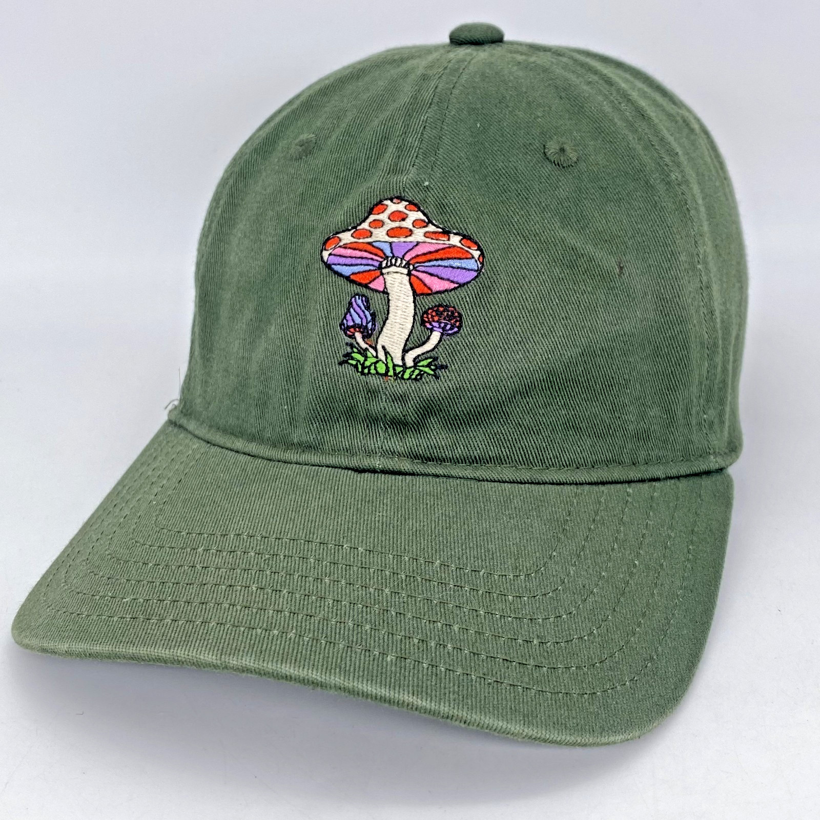 Magic Mushroom Hat Cap Adjustable Strapback Green… - image 1