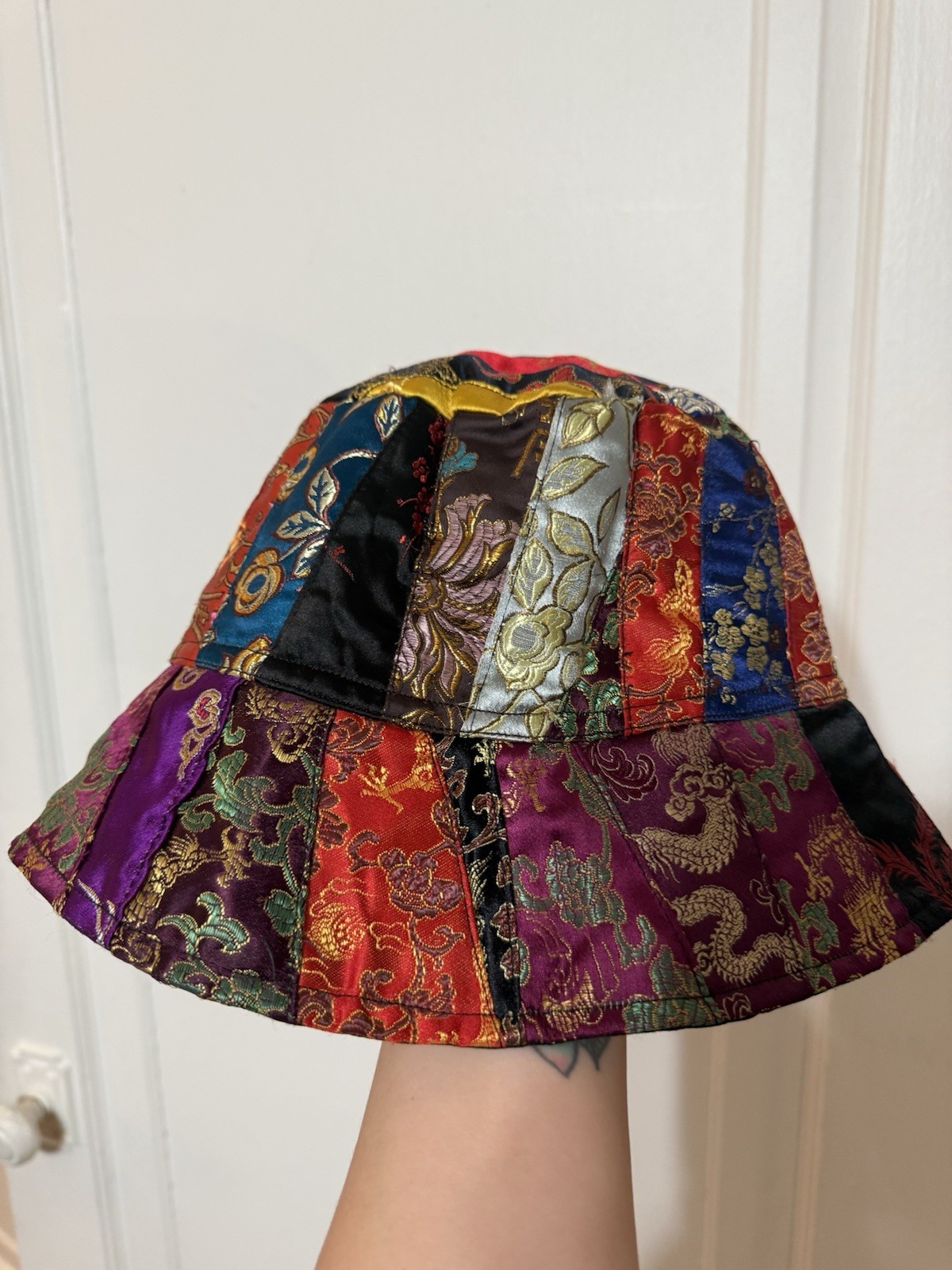 Silk Bucket Har Multicolored Patchwork Festival/r… - image 3