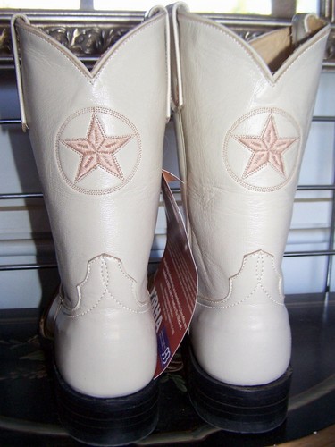 New Anderson Bean Square Toe Cream Kidskin Dyable Cowboy Boots 6.5D Ladies 7.5 D - Picture 3 of 4