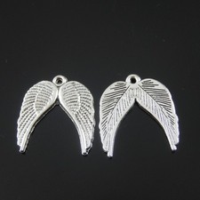 40pcs Vintage Silver Alloy Angel Wings Charms Pendants Findings Crafts 38318