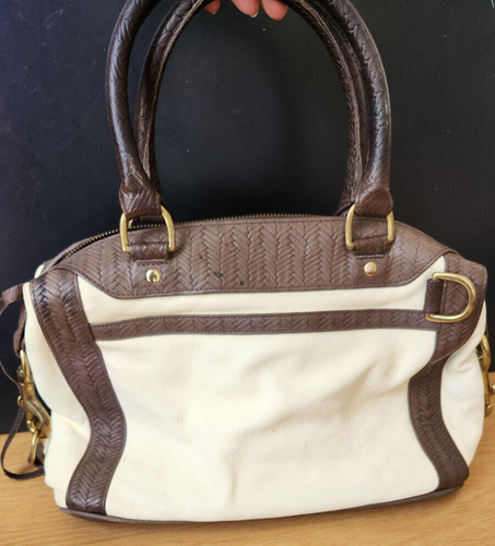 Vintage Rebecca Minkoff Leather Woven Basketweave Two-tone Purse Satchel Bag - Picture 2 of 6