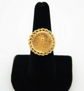 Details About 8671 110 Oz 5 American Gold Eagle Coin Ring Ornate 10k Gold Setting Sz 7