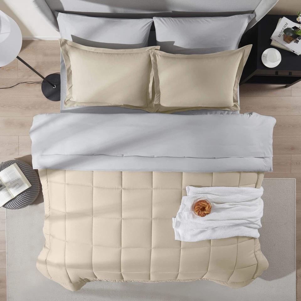 Cama reversible en bolsa de 7 piezas, juego de edredón de microfibra, ligero y transpirable Foto 2 de 4