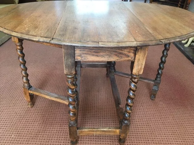 Oak drop leaf table with barley twist legs deals