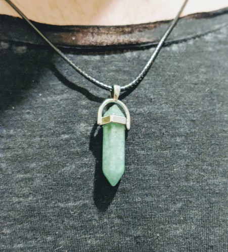 Wiccan Aventurina Collana Pendente 1,5 MM Cordoncino con Chiusura Pietra Verde di Guarigione - Foto 3 di 4