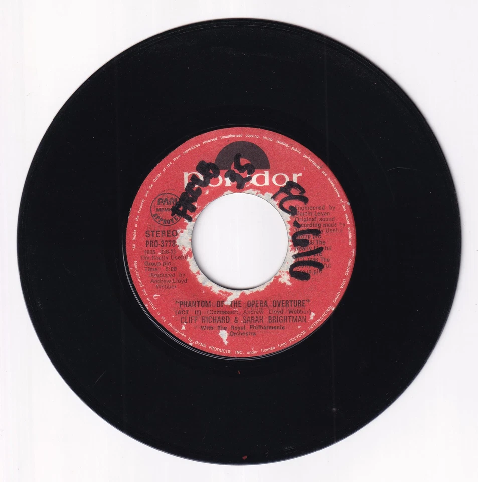 Philippines CLIFF RICHARD & SARAH BRIGHTMAN All I Ask Of You 45 rpm Vinyl Record - Image 3 of 4
