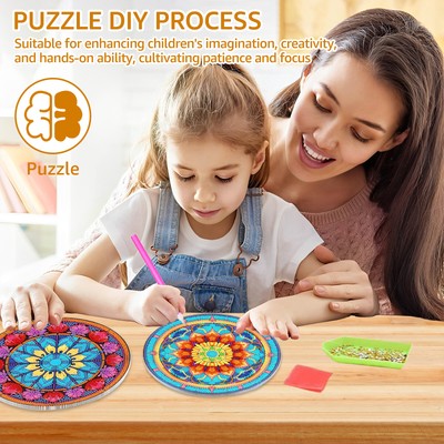 4Pcs Diamond Drawing Placemat Kit DIY Round Diamond Art Table Mats Acrylic gunLq