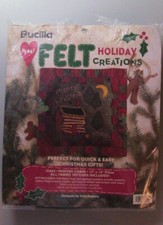 Bucilla "Winter Cabin" Felt Kit 1996 Holiday Creations 14x14 Pillow 83604 PkgDam