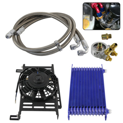 13 Row Oil Cooler 80°C Thermostat Filter 3/4x16UNF&M20x1.5+7'' Fan