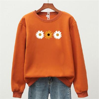 Women Daisy Print Long Sleeve Jumper Sweatshirt Casual Sports Pullover Top Shirt