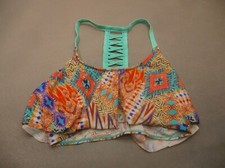 Carol Size 1X Womens Multicolor Lined Wireless Pull On Racerback Bikini Top 8H
