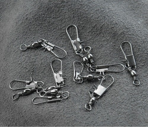 90pcs Fishing Rolling Barrel Swivel with Interlock Snap Tackle Connector 4#-12# - Picture 12 of 17