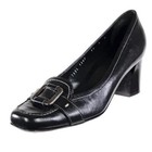 SALVATORE FERRAGAMO Pumps Heels Square Toe 9 B Black Leather ITALY Lightly Used