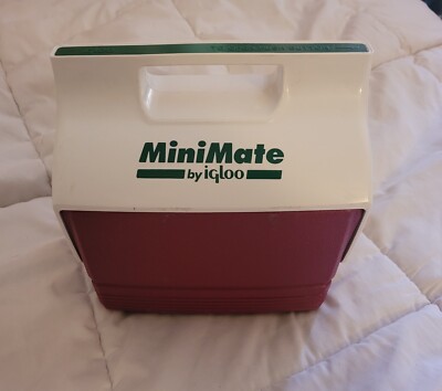 MiniMate IGLOO Maroon White Personal Size Cooler / Lunch Box 90s 6 Pack Cans 