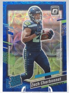 2023 Donruss Optic Preview Rated Rookie Zach Charbonnet RC Blue Scope Prizm #392