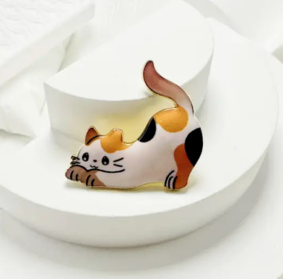 Calico Cat Pin Brooch Fashion Jewelry FAST Free Ship 1.2 Inch