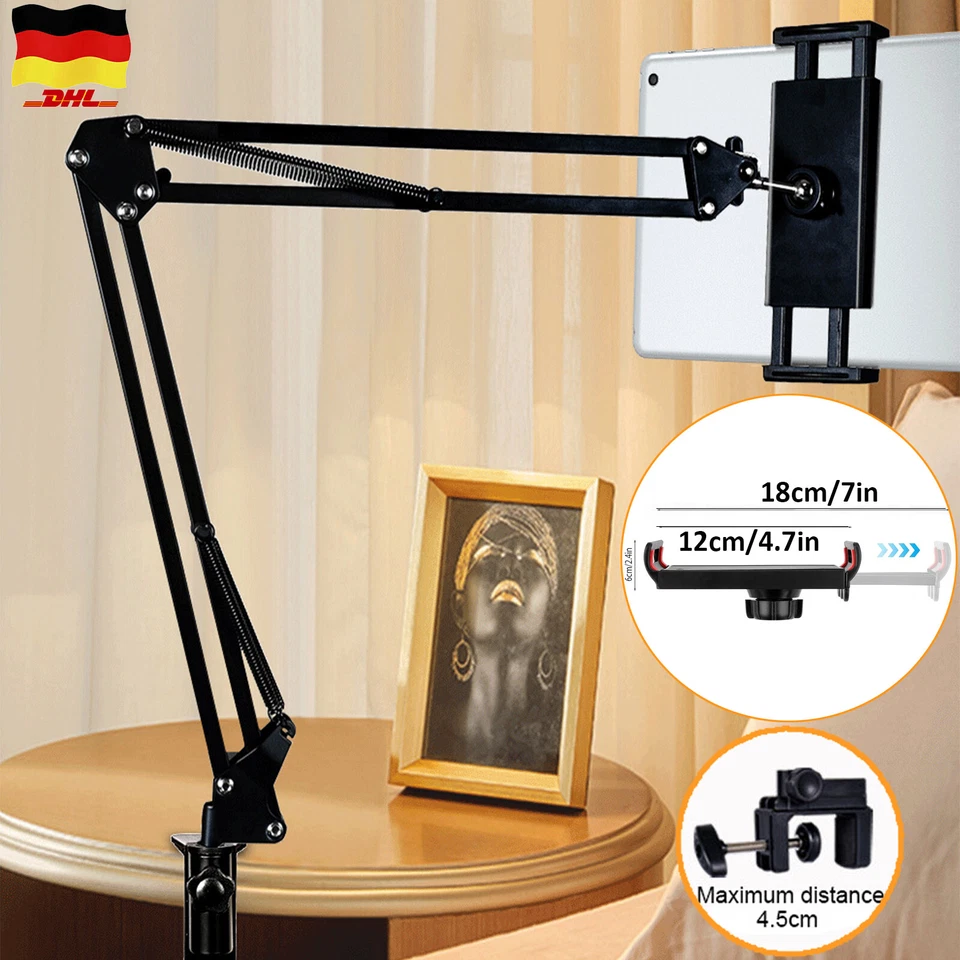 360° Verstellbar Halterung Tisch Bett Ständer Smartphone Handy 4,7-7" Halter - Bild 2 von 4