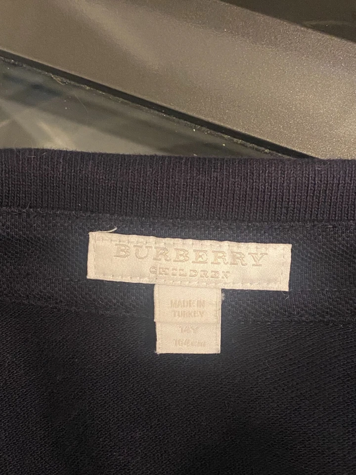 Camisa Polo Burberry Niños Niños Azul Marino Logo Nova Check Algodón 14Y 164CM Foto 4 de 4