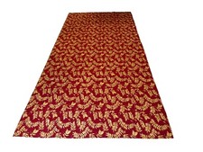 Large Red Tablecloth with Gold Leaves 100 Cotton 58" x 118.5" NWOT Christmas