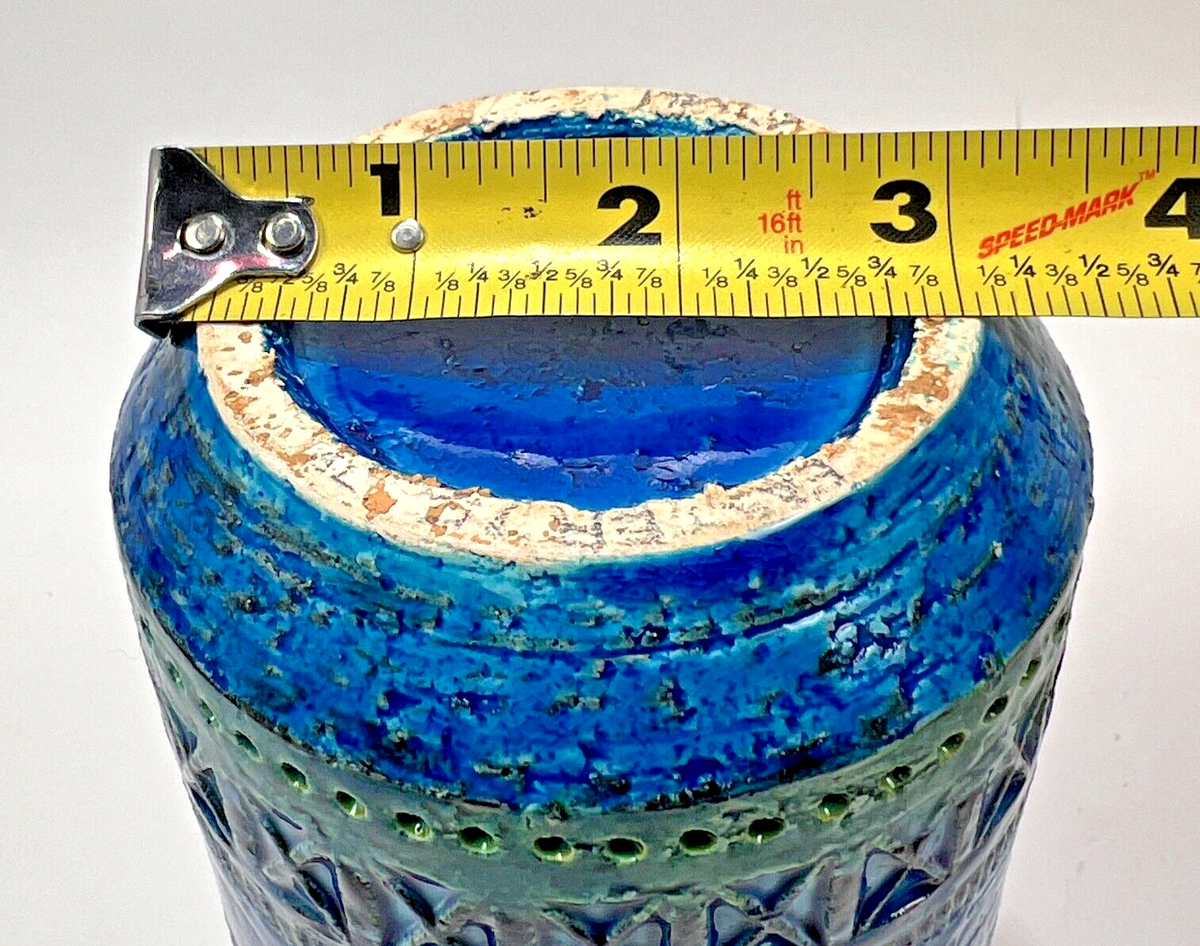 Vtg Bitossi Flavia Aldo Londi Ceramic Pottery Rimini Blu Vase Blue
