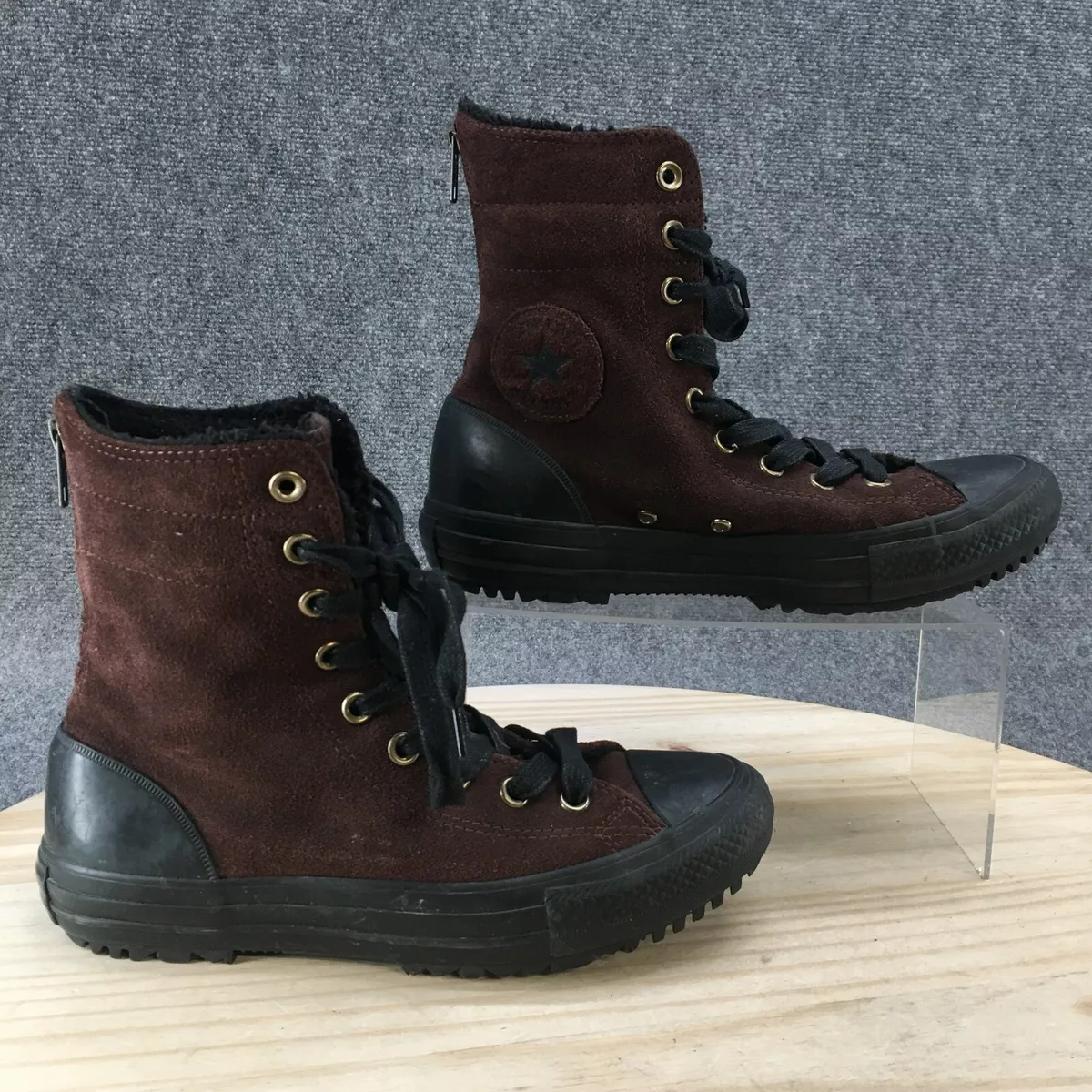 Converse Boots Womens 7.5 All Star Hi Sneakers Brown Leather Lace