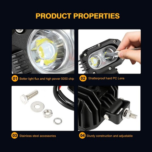 Lámpara de inundación de luz de trabajo AUXBEAM 4" LED lámpara de zanja camión de conducción todoterreno SUV 4X4 - Imagen 7 de 12