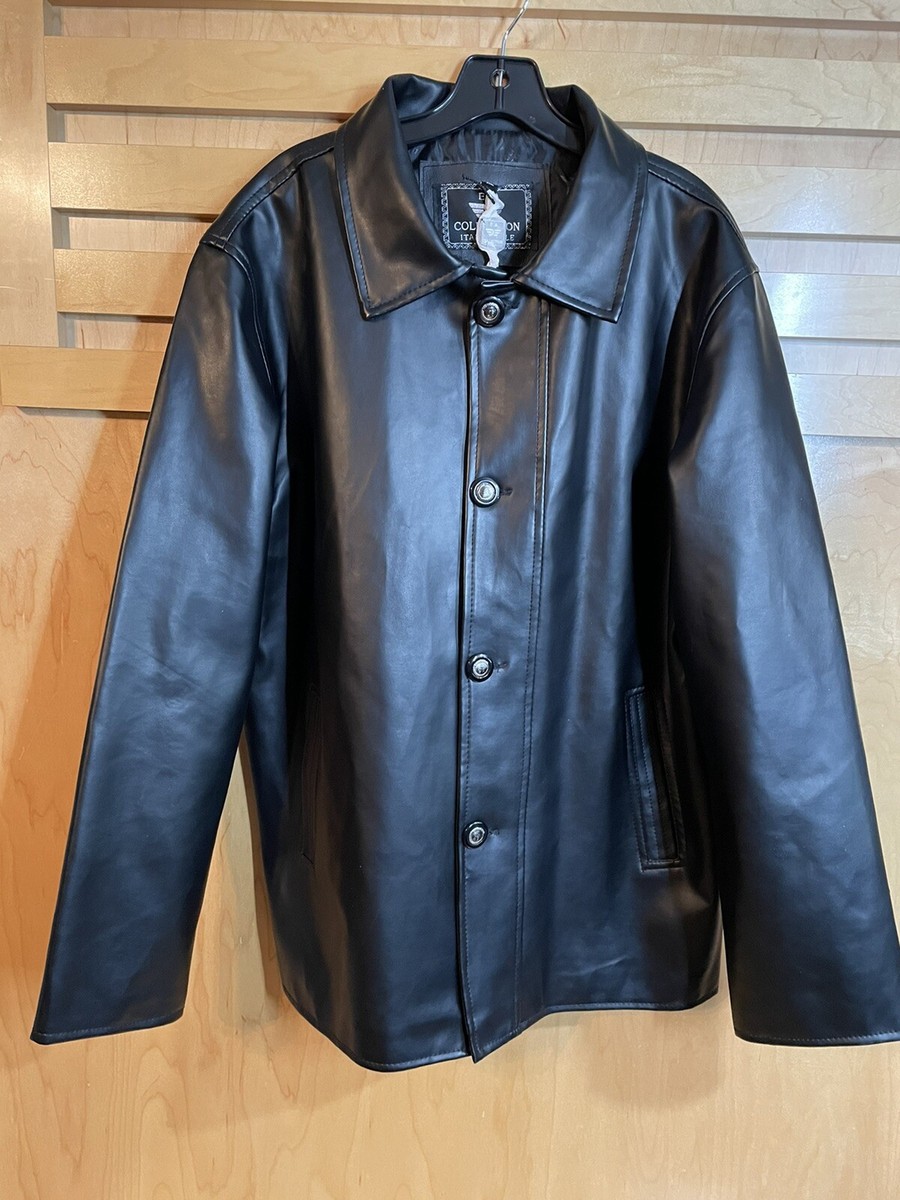EA Collection Italy Style Men's Black Faux Leather Jacket Size XL