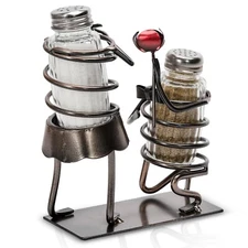 Made Easy Kit Salt and Pepper Couple Glass Shaker Set and Rack - Includes 2 Jars