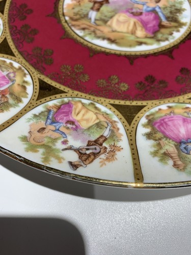 Josef Kuba Bavaria J K W Fragonard Pink Courtship Display/Cabinet Plate 10.5" - Picture 10 of 12