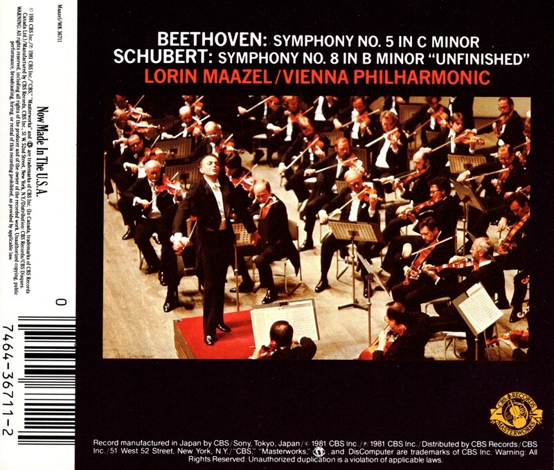 CD Lorin Maazel - Beethoven Symphony No. 5 Schubert No. 8 CBS Disc