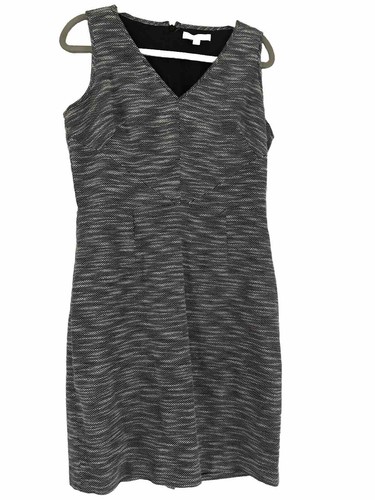 $140 Banana Republic Tweed Sheath Dress Gray Sleeveless V-Neck Lined Size 12