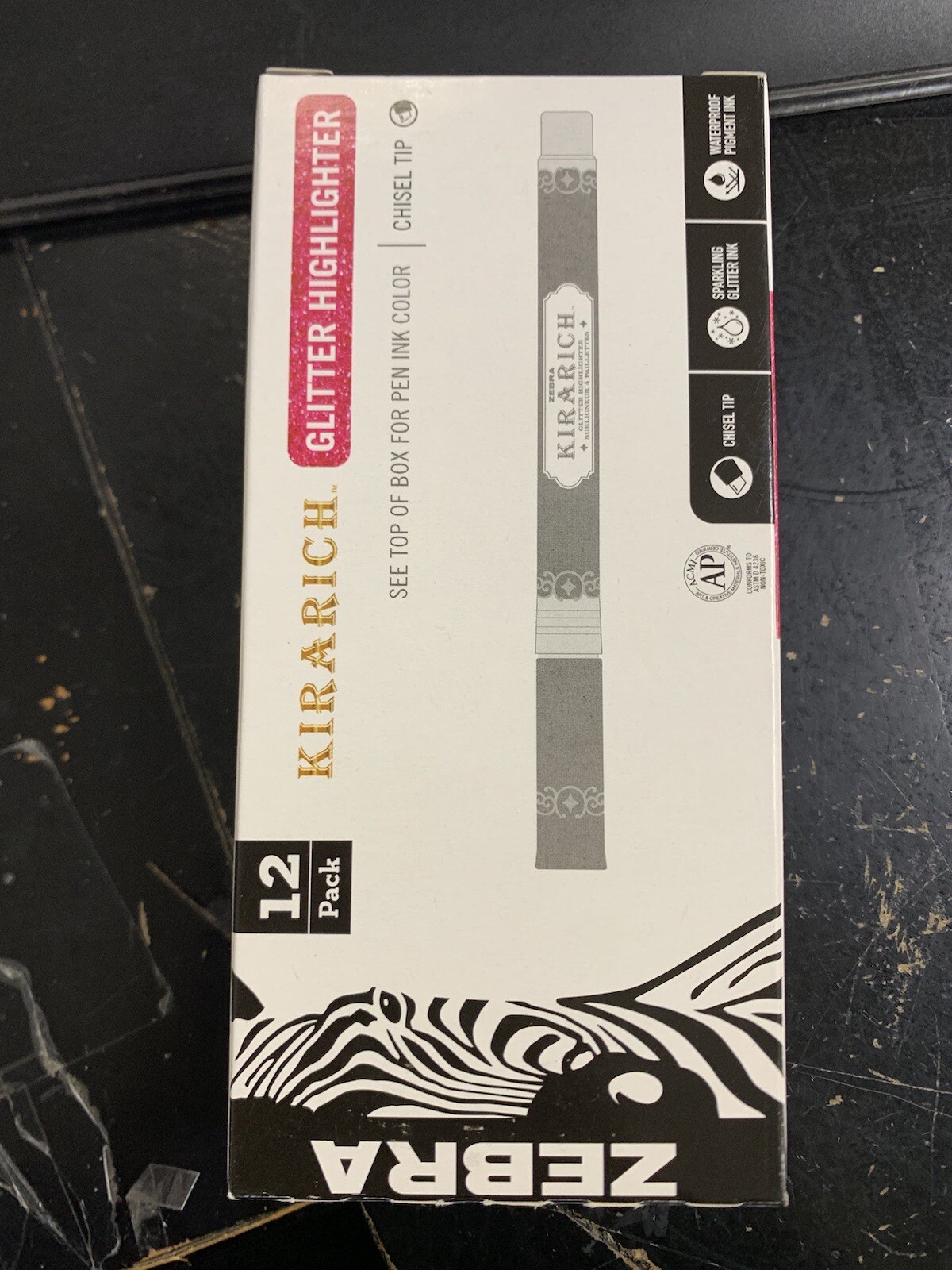 Zebra Kirarich Glitter Highlighter, Chisel Point, YELLOW (12