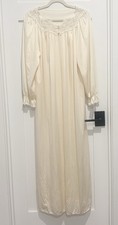 Vintage Shadowline Nylon Long Robe Peignoir Nightgown Sheer Ivory Lace Trim USA