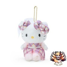 NEW Sanrio Hello Kitty Mascot Holder Dress Tartan Design Japan 092193