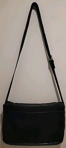 Pebbled Black Leather Messenger Bag Cole Haan Laptop Bag - Picture 4 of 17