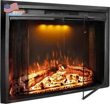 Electric Fireplace Insert with Adjustable Flame & Top Light Colors 750W/1500W