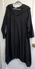 Match Point Dress Womens Black Sz XL 2X Pocket Lagenlook Oversized USA Made Boxy