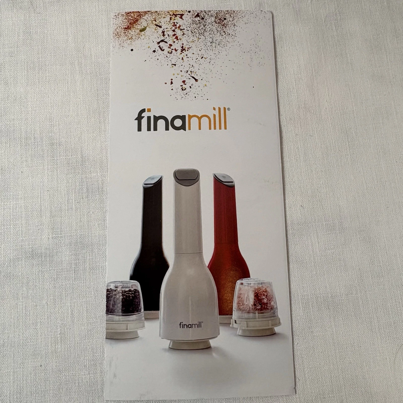 Finamill Spice Grinder w/2 FinaPods (1 Grinder 2 Pods) RED, New Open Box