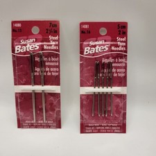 Lot of 2 Susan Bates Steel Yarn Needles 1- 2.75" 2 3/4" 7cm 1- 2" 5cm 13  16