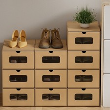 10X Schuhboxen Sneakerbox Aufbewahrung Stapelbar Karton Schublade Schuhkarton