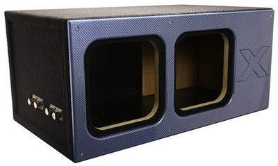 12'' Dual Vented SOLO X Sub Box-ALL 1'' MDF-Blue Super Weave Carbon Fiber Faceplat