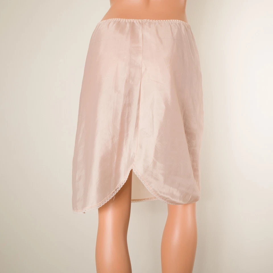 💖 Falda vintage para mujer media sin cordones rosa fino tafetán encaje ribete abertura L/XL Foto 3 de 4