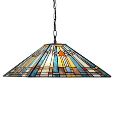 COTOSS Tiffany Pendant Light Fixtures Hanging Lamp 2 Lights 16 inch Large Mis...