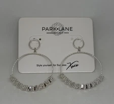 NEW Park Lane Jewelry ECHO Earrings Silver Post Hoops Rhodium Gift Box Statement