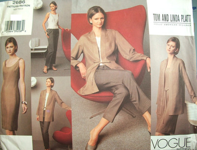 Miss Vogue 2686 Tom Linda Platt Pattern UNCUT Jacket Dress Top Pants Size 6-8-10